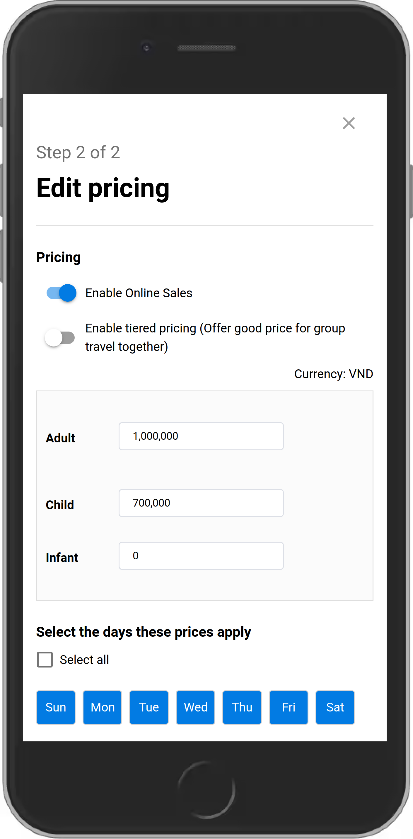 Pricing based on age grade